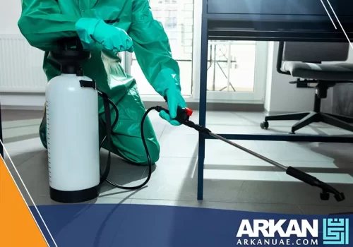 فني محترف يستخدم معدات متقدمة لمكافحة الحشرات داخل المنزل بشكل آمن وفعال، من خدمات شركة مكافحة حشرات في دبي